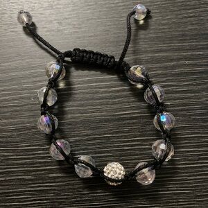 Adjustable Clear Crystal Bead Macrame Bracelet